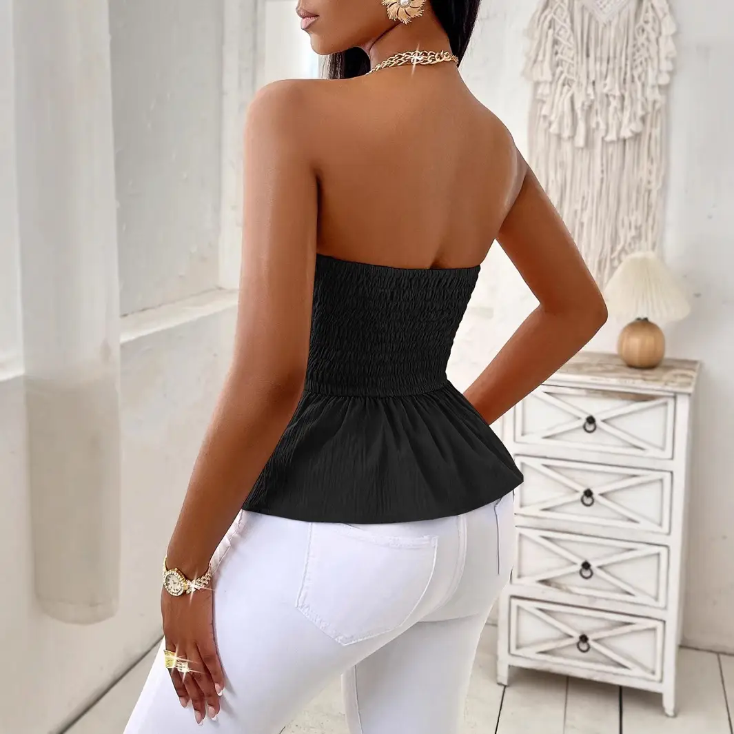 Black Strapless Top Tube Top for Women
