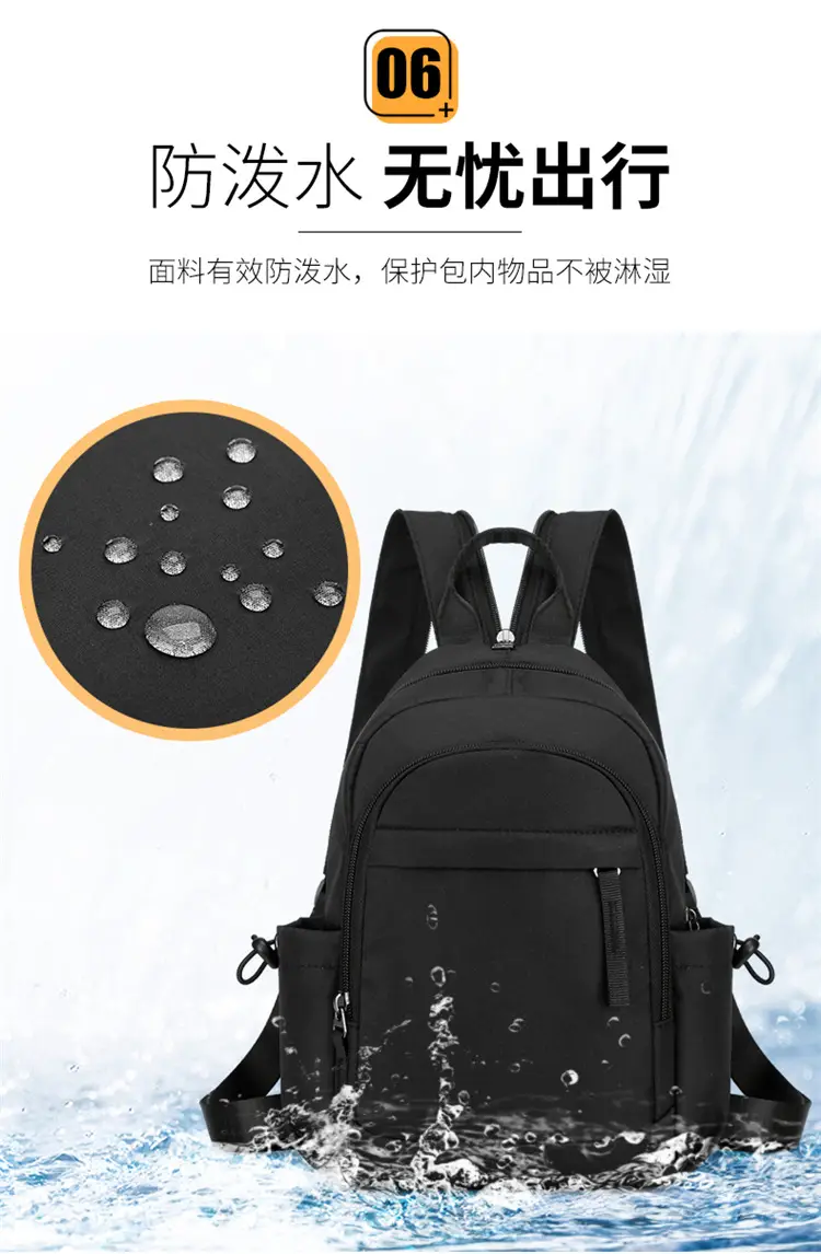 Men's Black Nylon Mini Backpack Lightweight Double-Use — feature 8