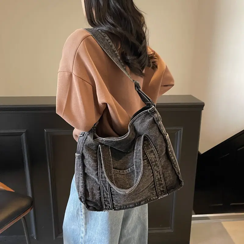 Vintage Denim Shoulder Bag Large Capacity Women - Image 5