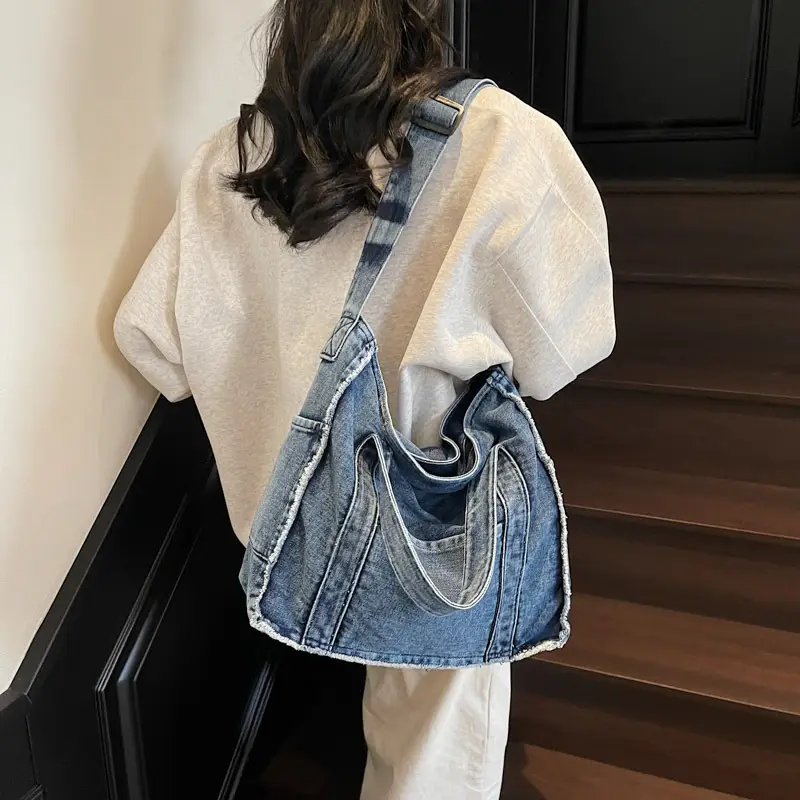 Vintage Denim Shoulder Bag Large Capacity Women - Image 6