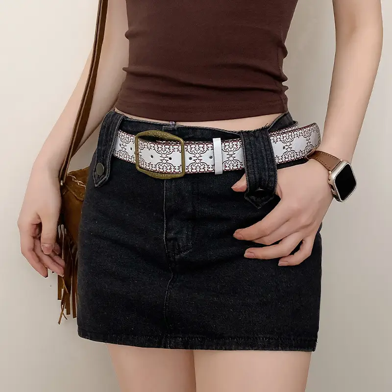 Women Retro Copper Buckle Belt with Skirt 2025 - Image 8