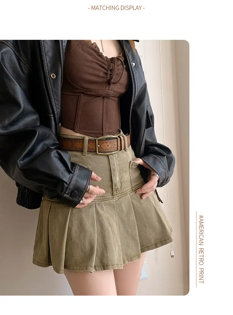 Women Retro Copper Buckle Belt with Skirt 2025 — feature 7
