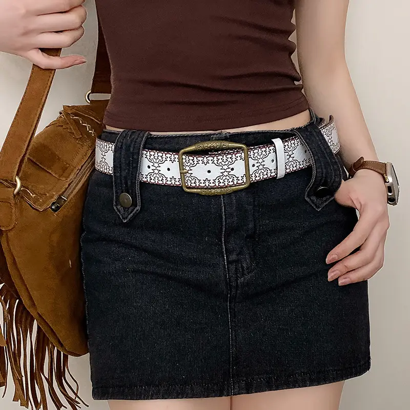 Women Retro Copper Buckle Belt with Skirt 2025 - Image 2
