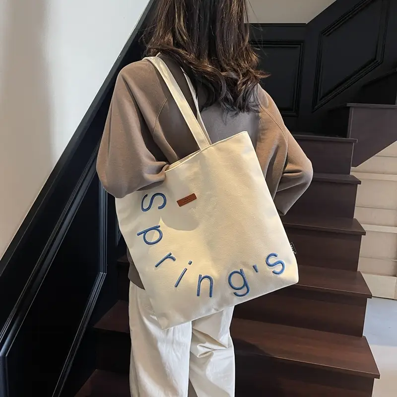 Women Canvas Tote Bag Spring Summer New Ruiying Large Capacity - Image 4