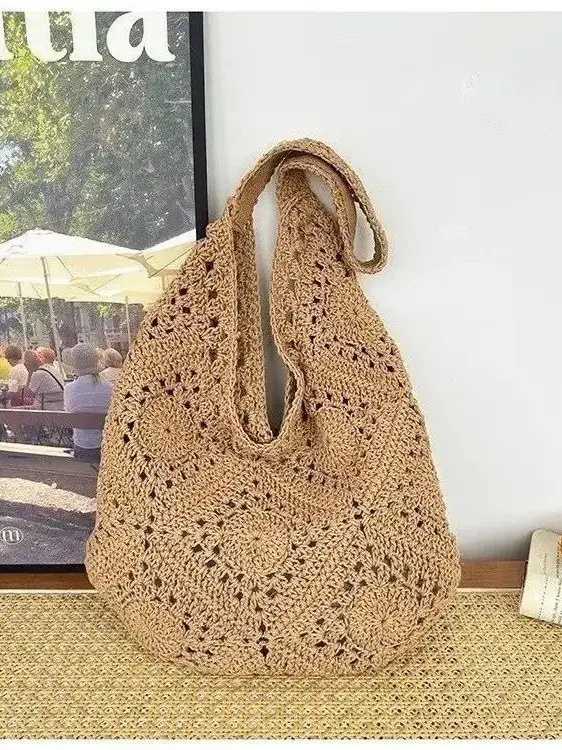 Women's Woven Shoulder Bag Large Capacity Lazy Style 2025