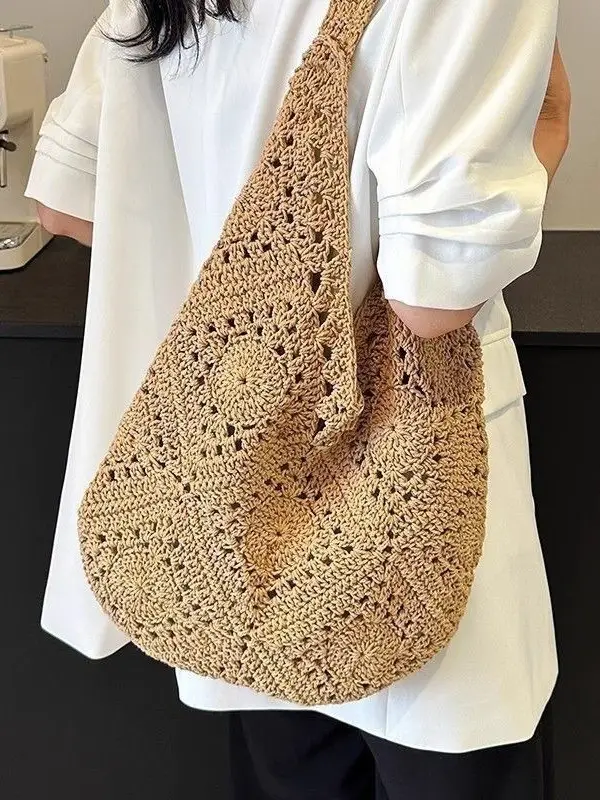 Women's Woven Shoulder Bag Large Capacity Lazy Style 2025