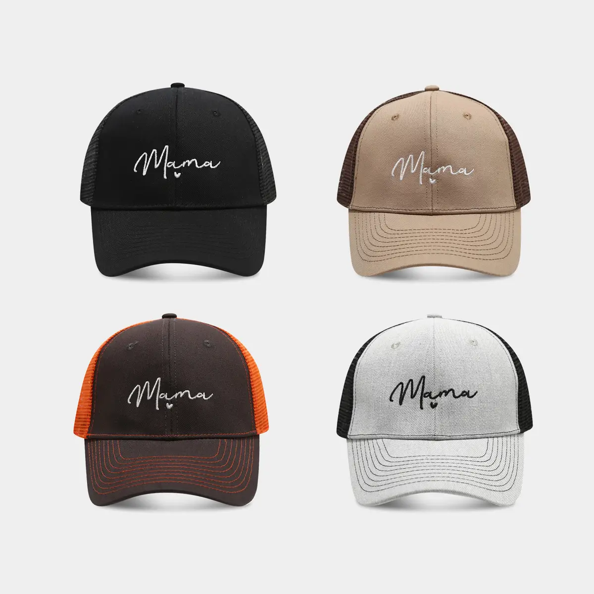 Black Embroidered Mama Cap for Women Men Outdoor Sunscreen - Image 7