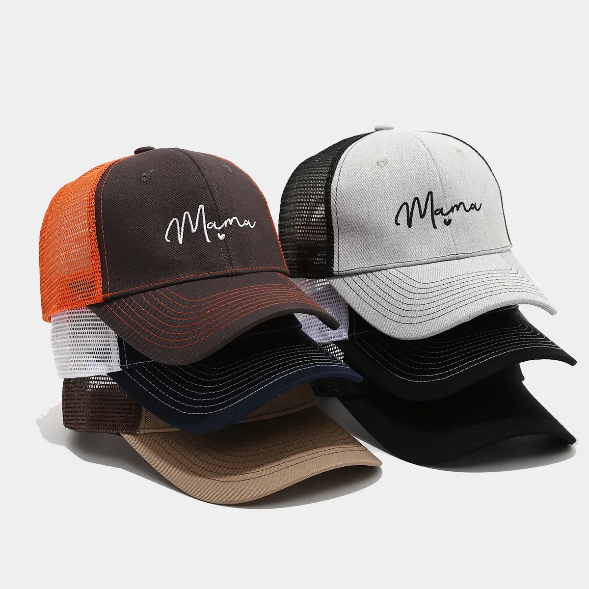 Black Embroidered Mama Cap for Women Men Outdoor Sunscreen - Image 8