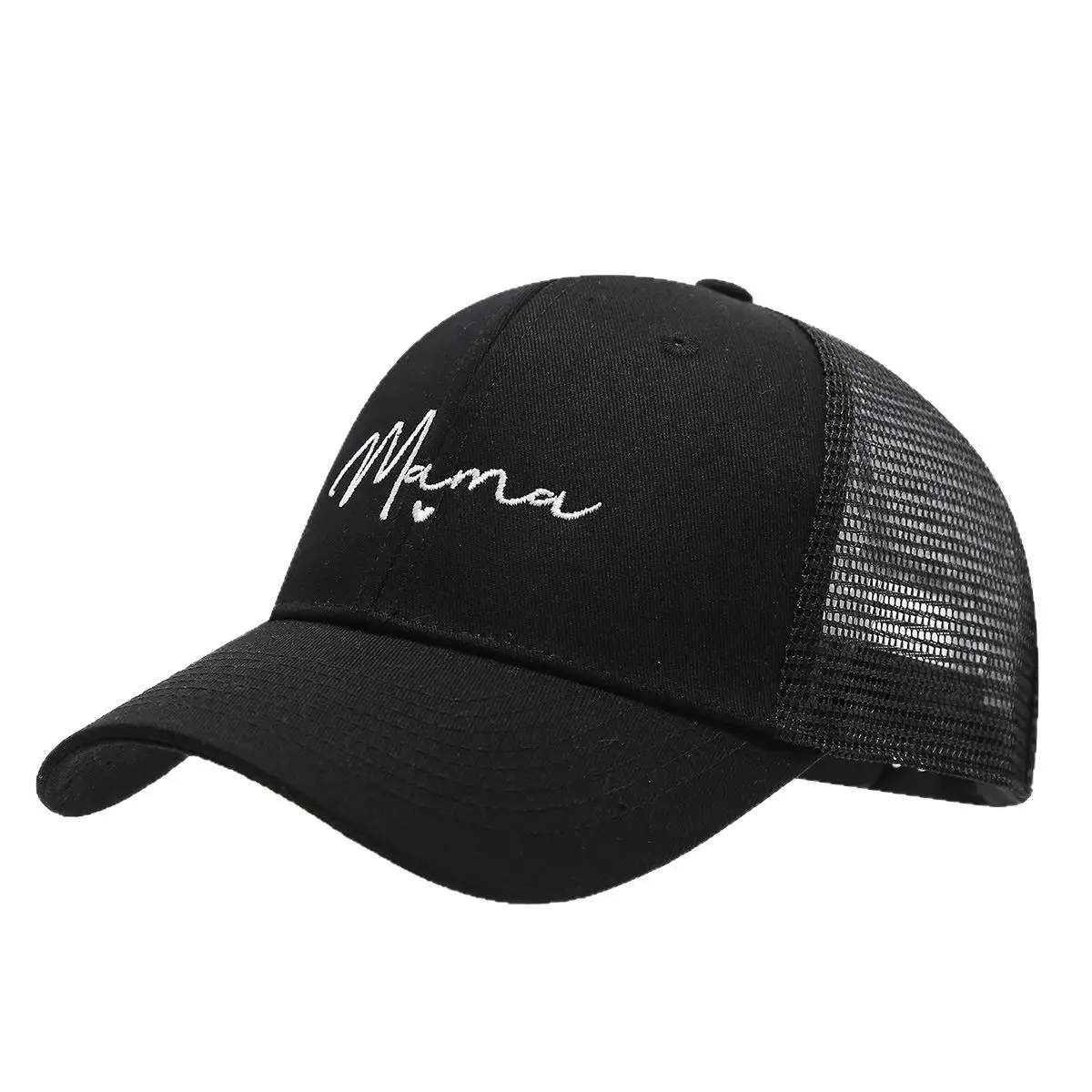 Black Embroidered Mama Cap for Women Men Outdoor Sunscreen - Image 10