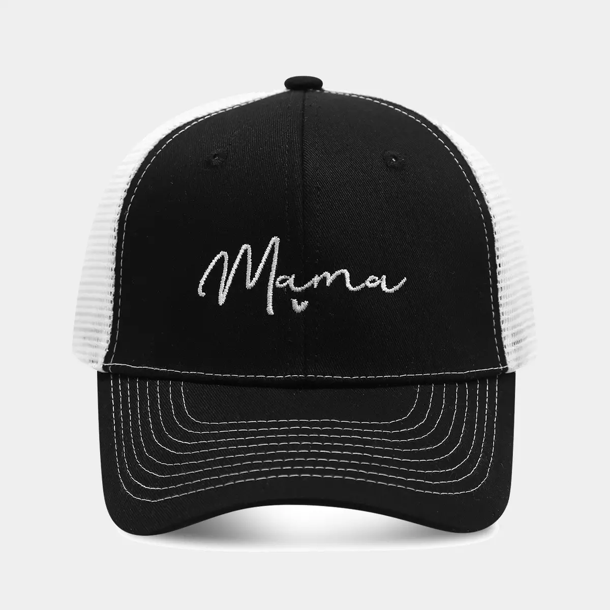 Black Embroidered Mama Cap for Women Men Outdoor Sunscreen - Image 2