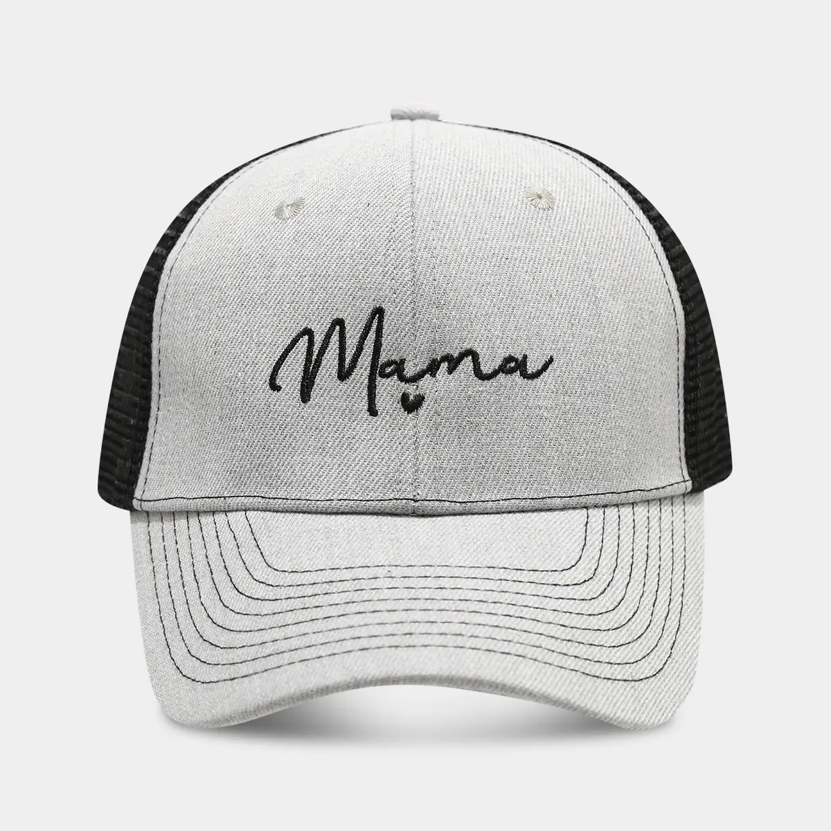 Black Embroidered Mama Cap for Women Men Outdoor Sunscreen - Image 3