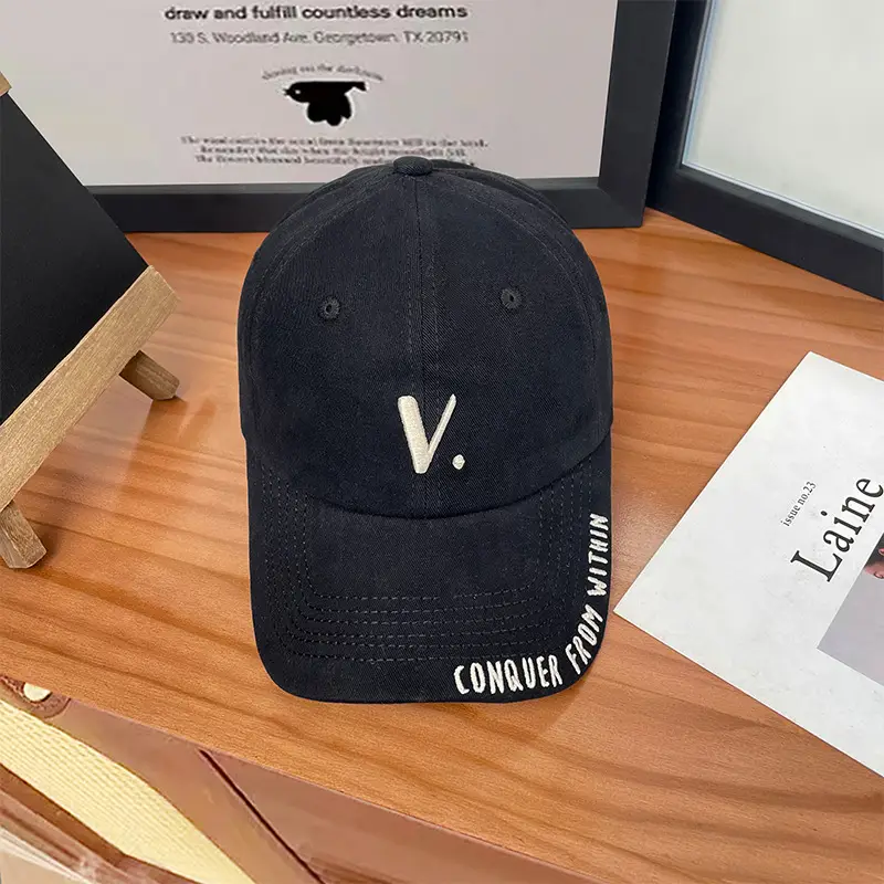Women's White V-Embroidered Baseball Cap Summer — feature 16