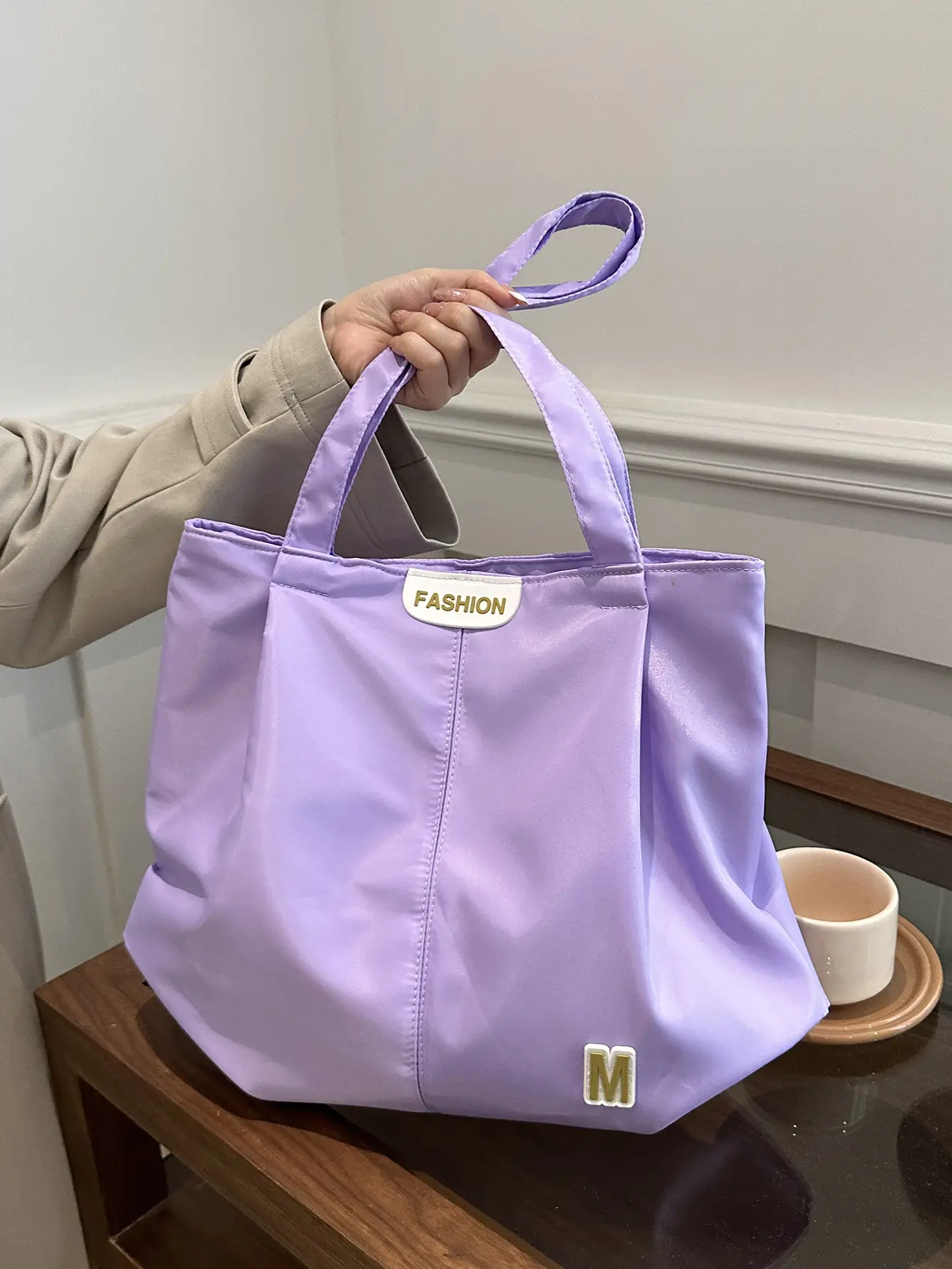 Women's Neon M Logo Shoulder Bag with Leather Strap - Image 9