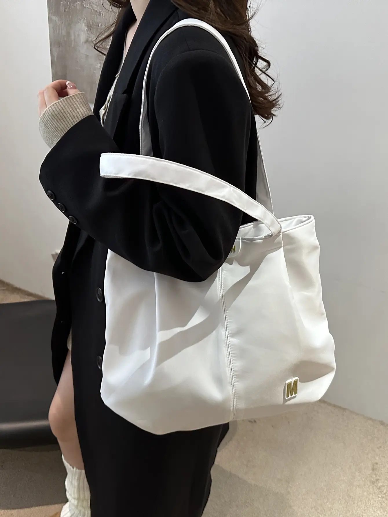 Women's Neon M Logo Shoulder Bag with Leather Strap - Image 10