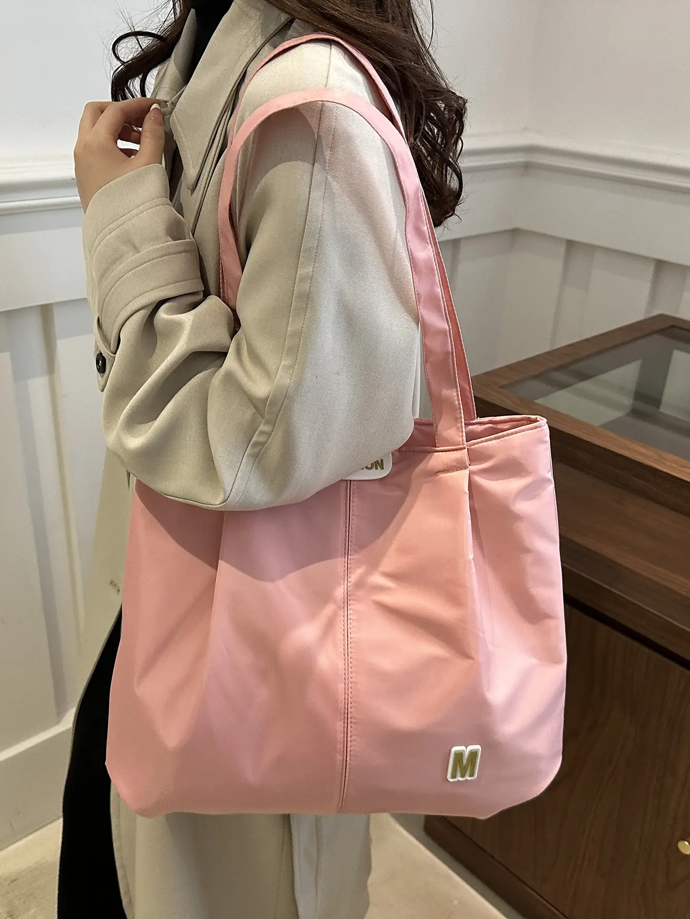 Women's Neon M Logo Shoulder Bag with Leather Strap — feature 4