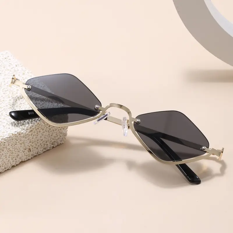Half Frame Rhombus Sunglasses Women Metal 2026 - Image 11