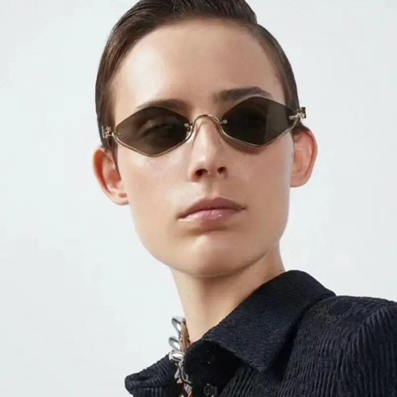 Half Frame Rhombus Sunglasses Women Metal 2026 — feature 2