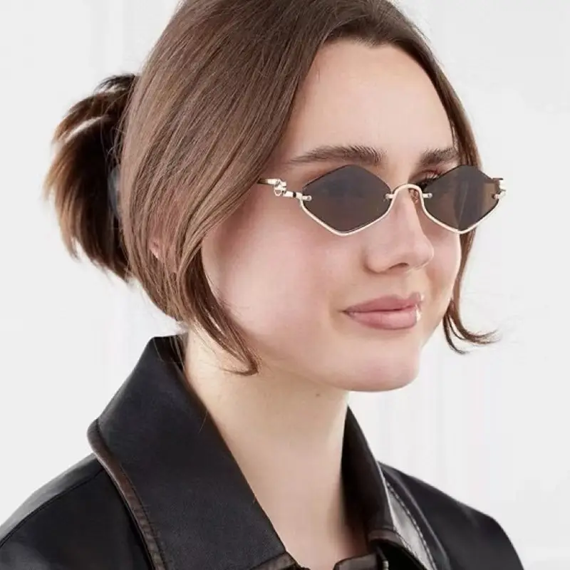Half Frame Rhombus Sunglasses Women Metal 2026 — feature 3