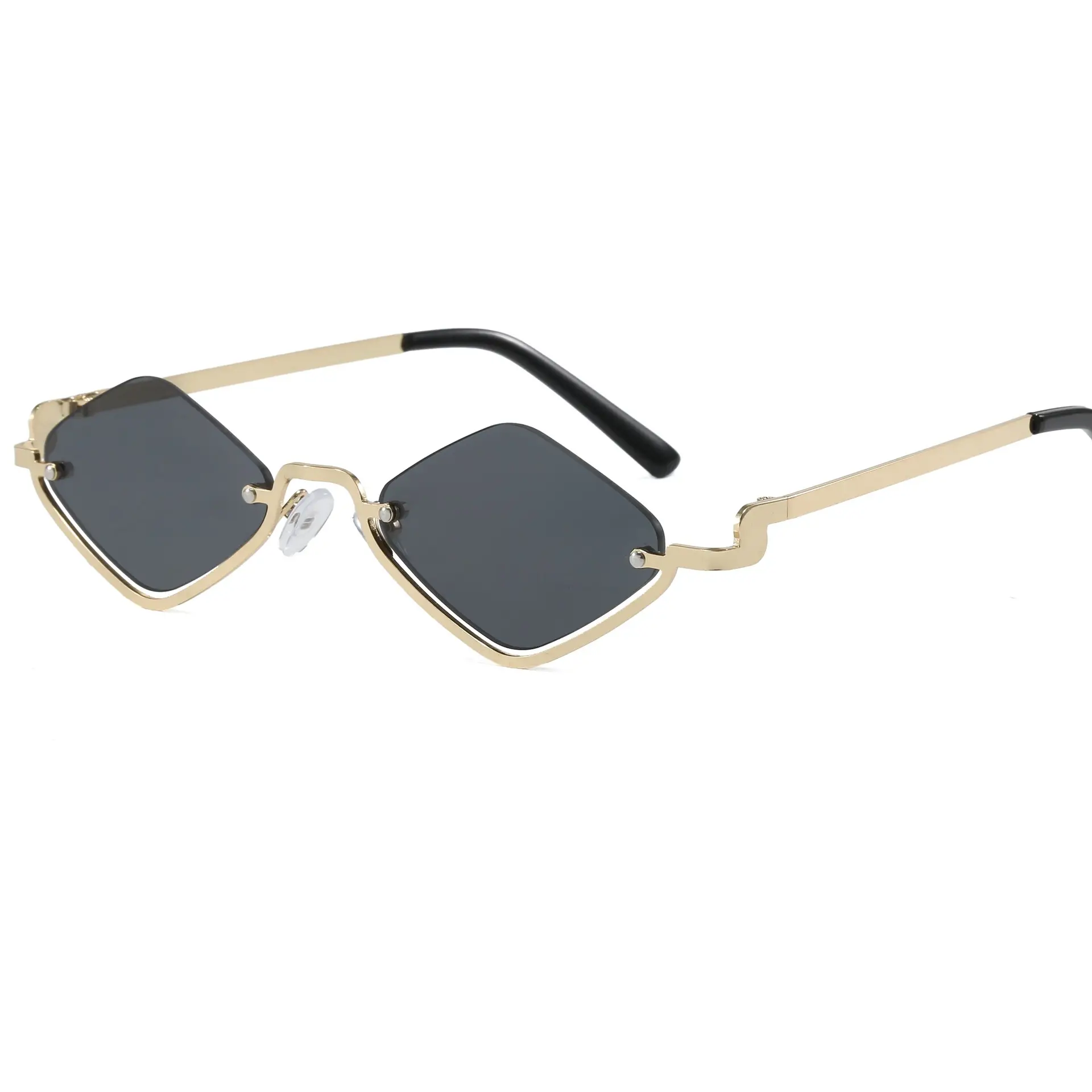 Half Frame Rhombus Sunglasses Women Metal 2026