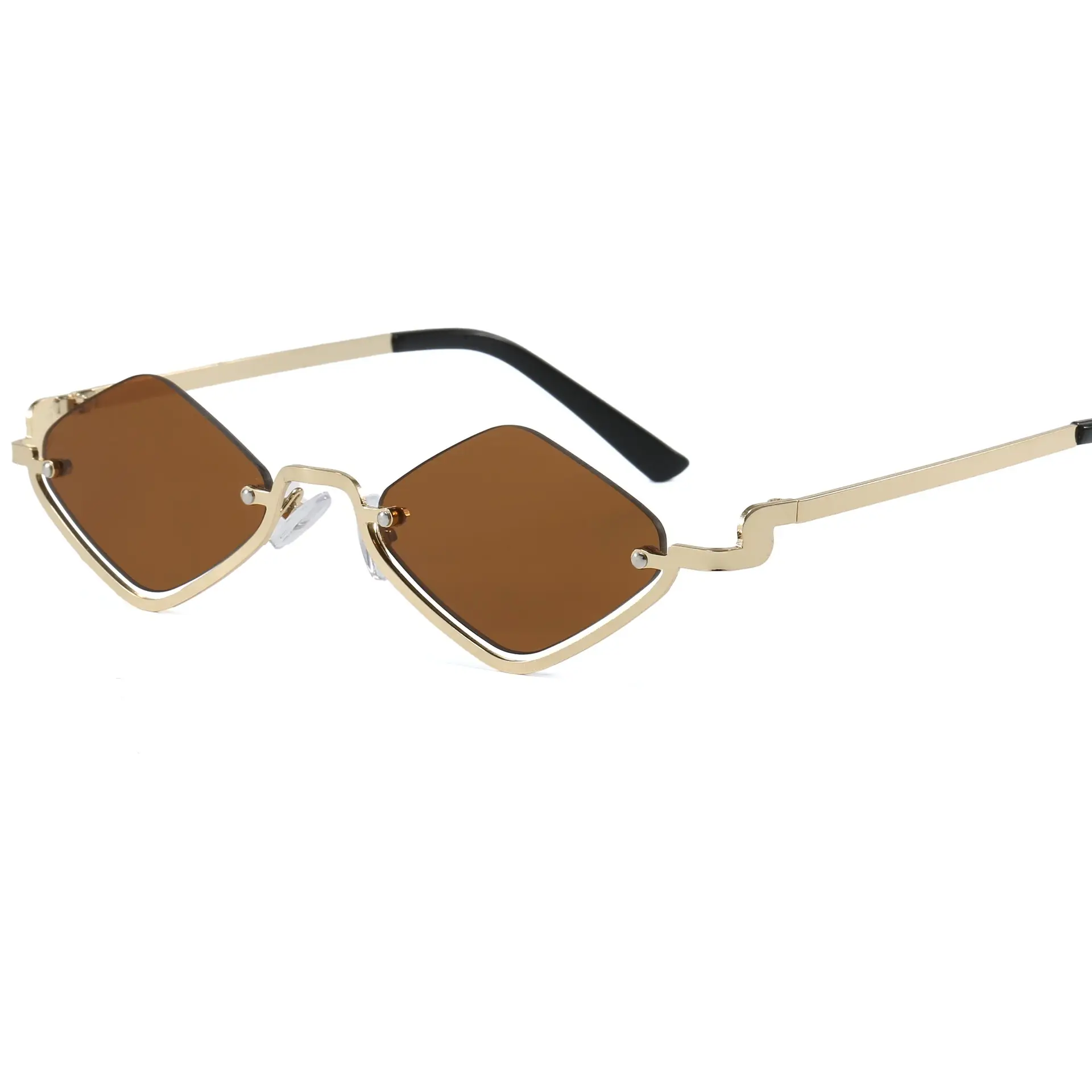 Half Frame Rhombus Sunglasses Women Metal 2026 - Image 2
