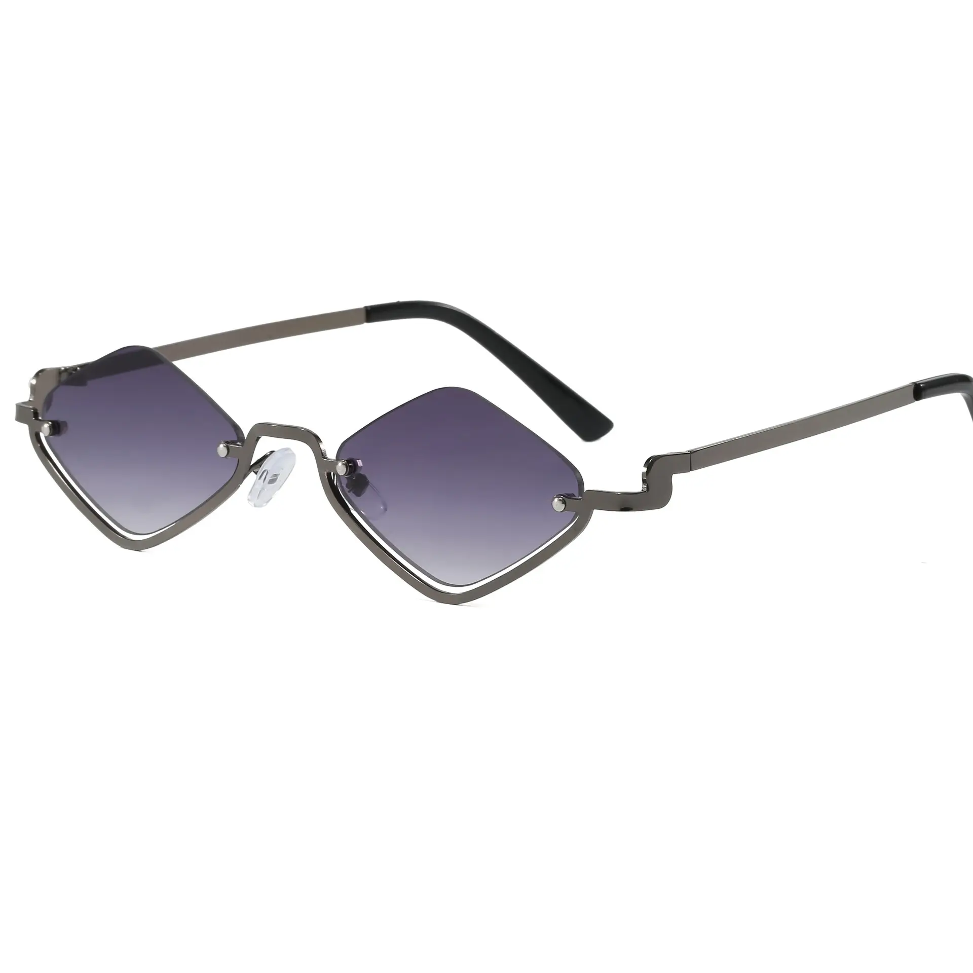 Half Frame Rhombus Sunglasses Women Metal 2026 - Image 4
