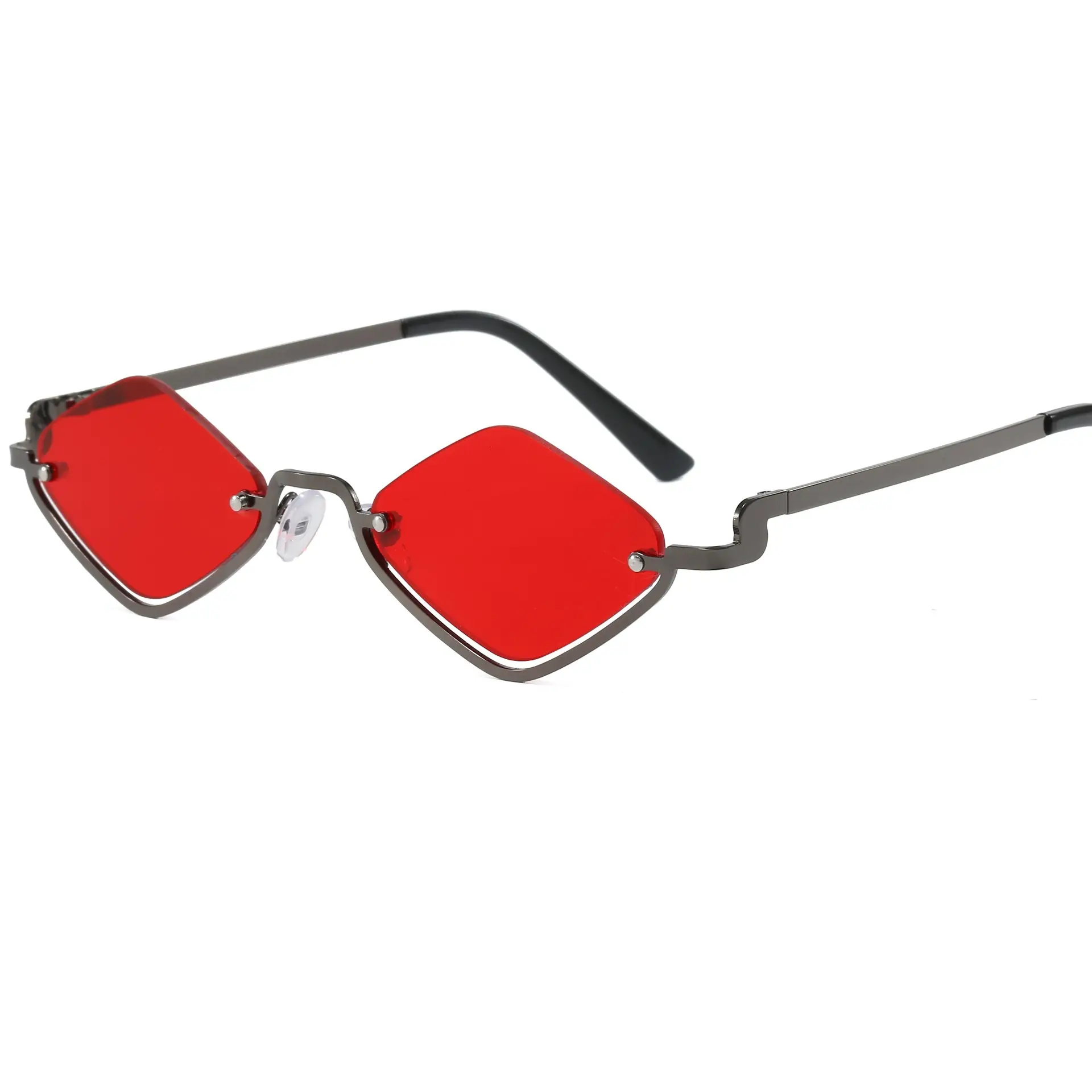 Half Frame Rhombus Sunglasses Women Metal 2026 - Image 5