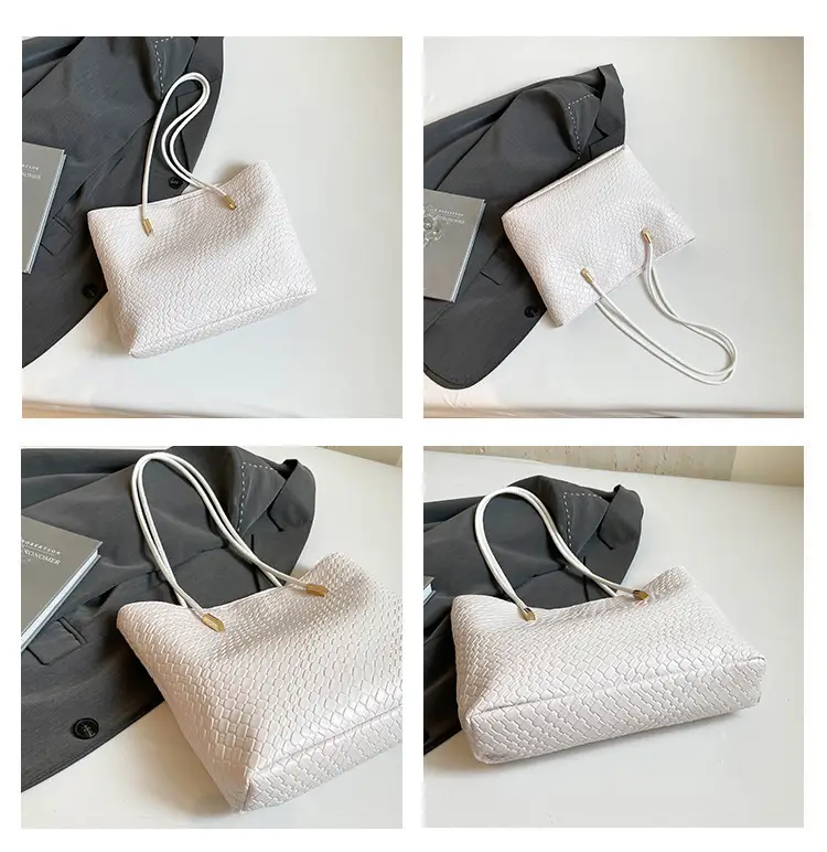 Women Textured Woven Shoulder Bag White 2025 — feature 10
