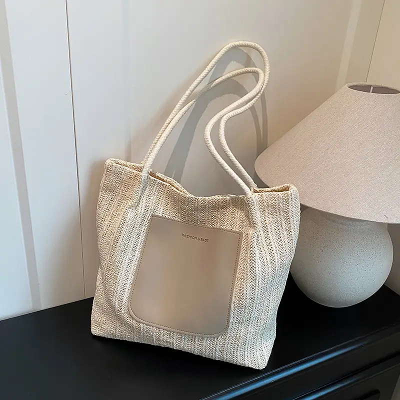 2025 Summer Straw Tote Bag Women Large Capacity Sweet Woven - Image 4