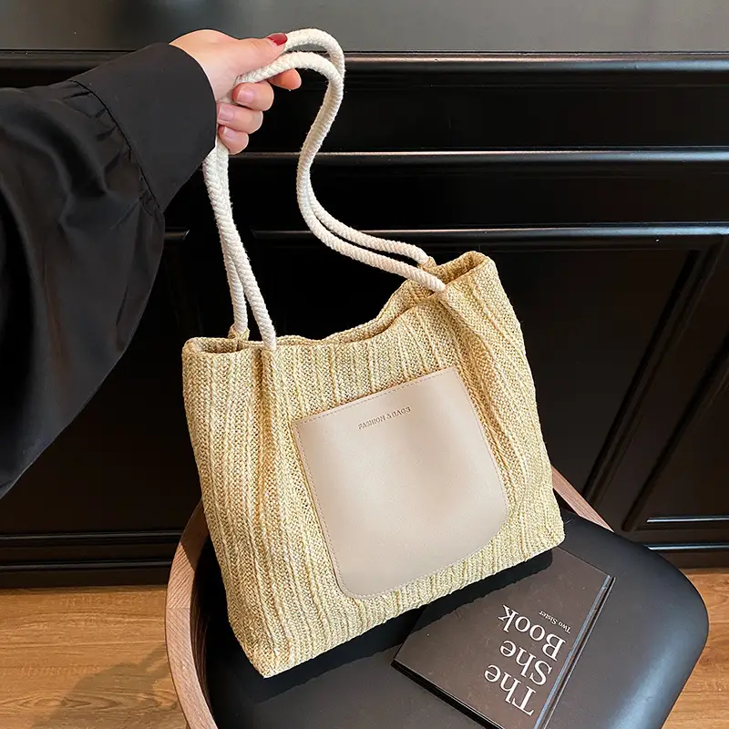 2025 Summer Straw Tote Bag Women Large Capacity Sweet Woven - Image 6