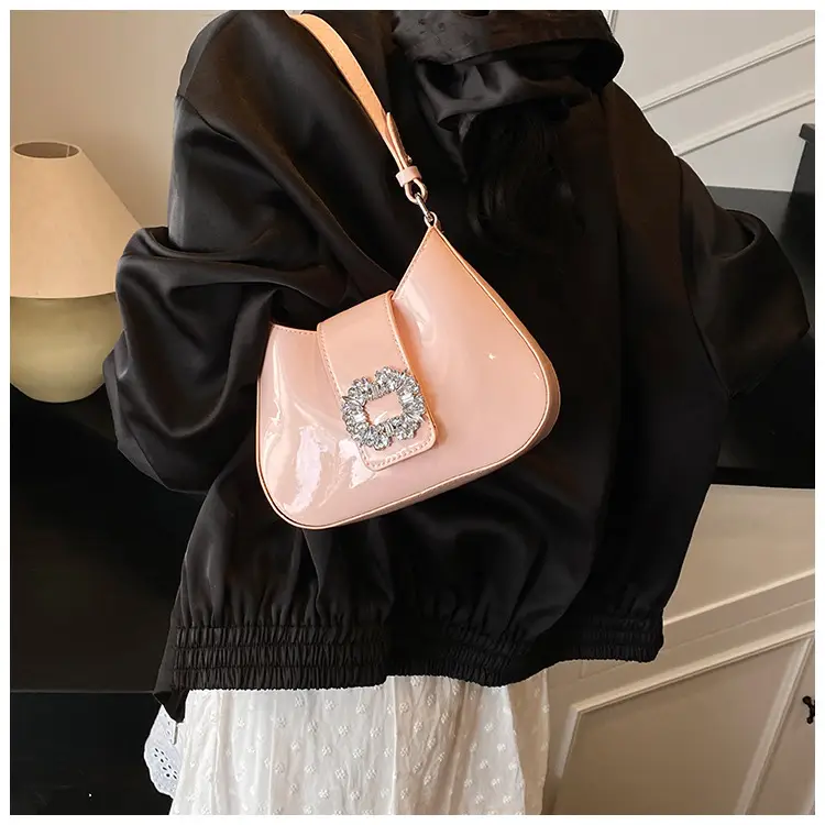 Women's Creamy Texture Shoulder Bag with Crystal Flower Decor — feature 18