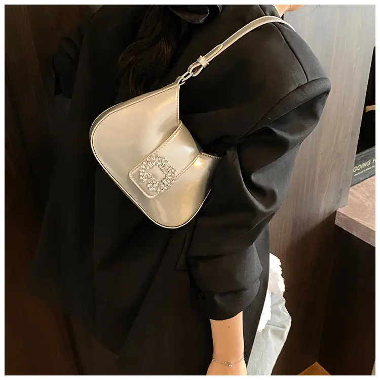 Women's Creamy Texture Shoulder Bag with Crystal Flower Decor — feature 23