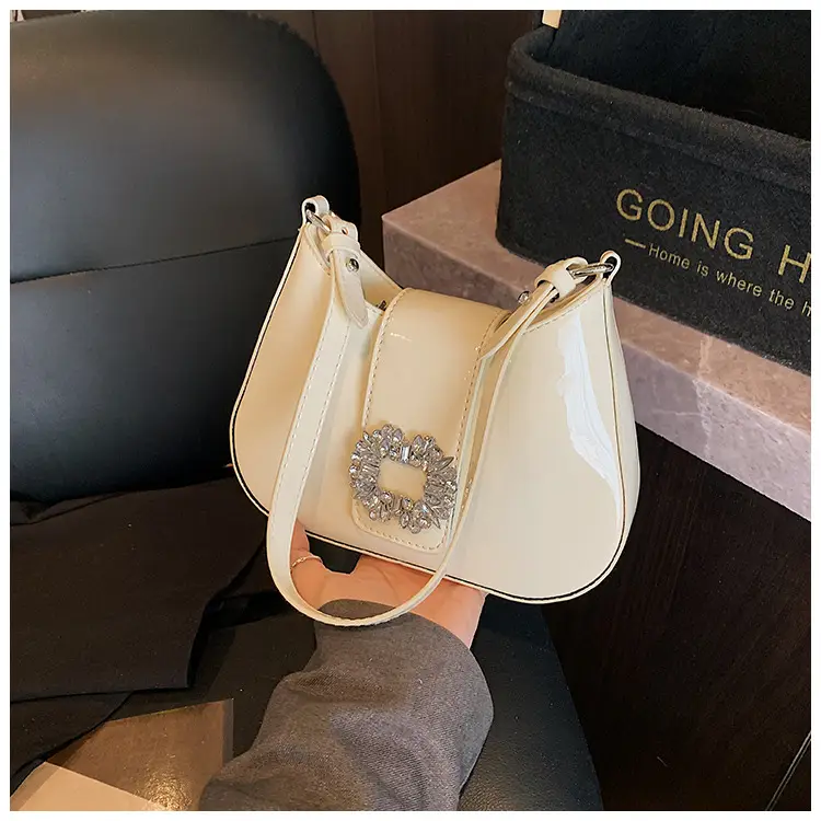 Women's Creamy Texture Shoulder Bag with Crystal Flower Decor — feature 25