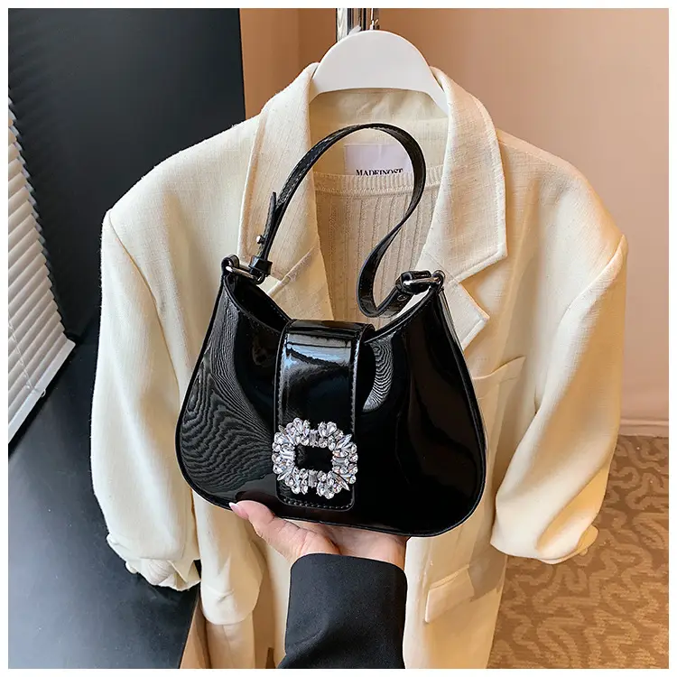 Women's Creamy Texture Shoulder Bag with Crystal Flower Decor — feature 27