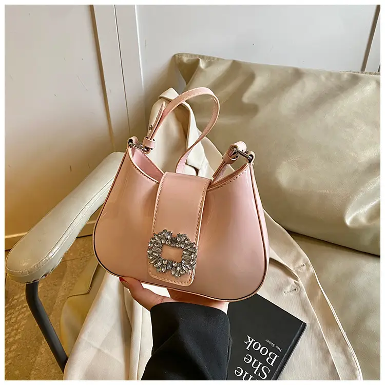 Women's Creamy Texture Shoulder Bag with Crystal Flower Decor — feature 30