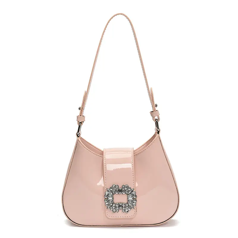 Women's Creamy Texture Shoulder Bag with Crystal Flower Decor