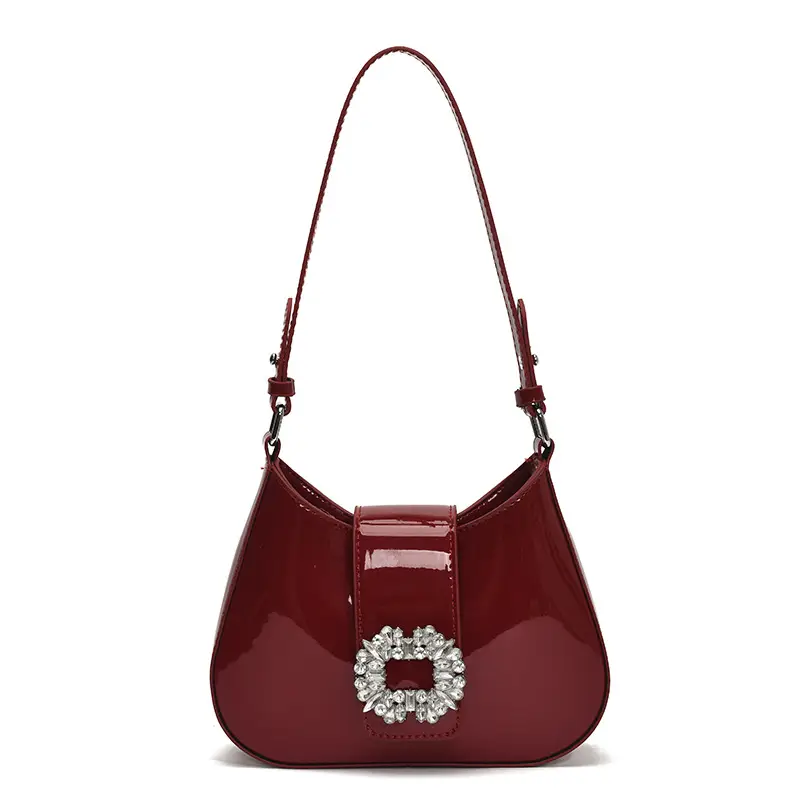 Women's Creamy Texture Shoulder Bag with Crystal Flower Decor