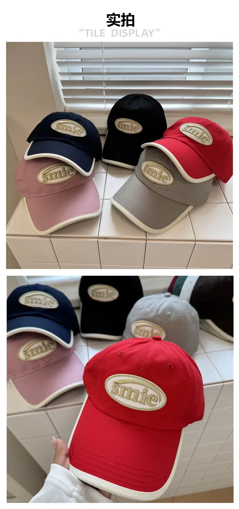 Women's Blue Embroidered Baseball Cap with Gold Logo — feature 3