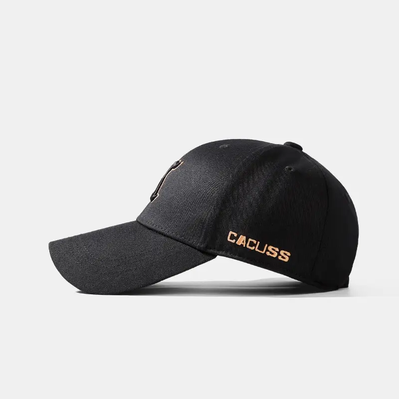 Korean Embroidered Black Baseball Cap for Men Women
