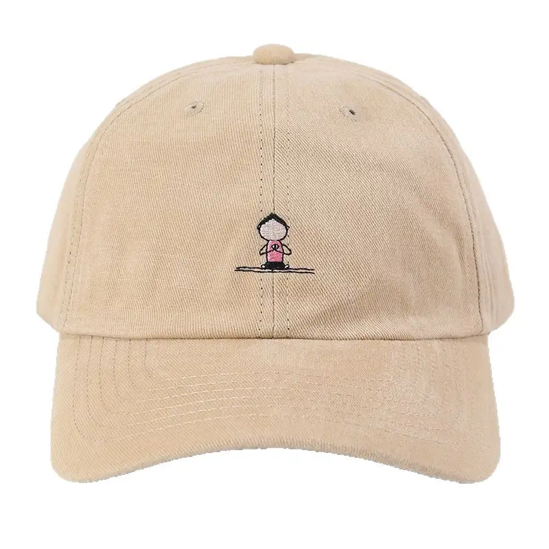 Cute Cartoon Embroidered Beige Cap Women - Image 7