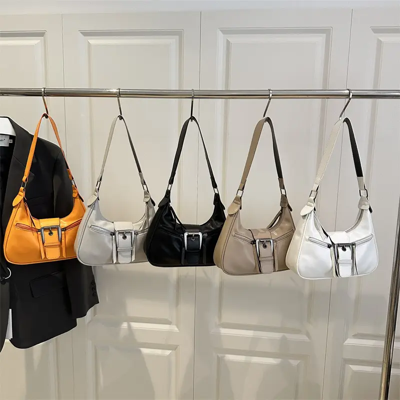 Women's Orange Crossbody Bag with Metal Clasp