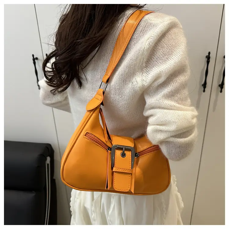 Women's Orange Crossbody Bag with Metal Clasp — feature 28