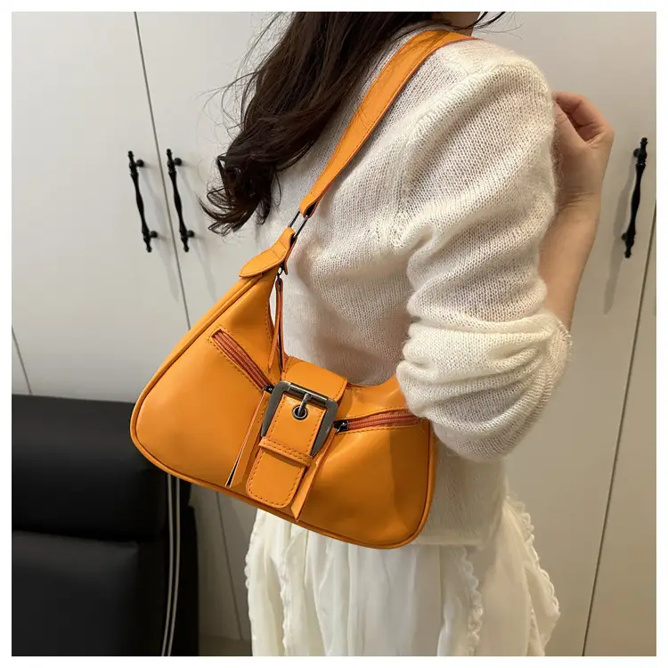 Women's Orange Crossbody Bag with Metal Clasp — feature 30