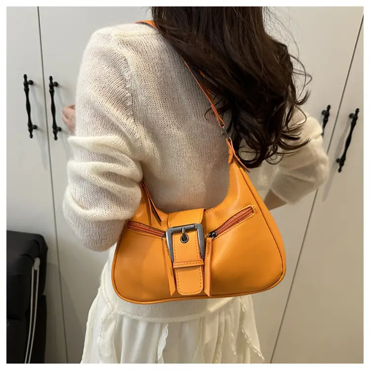 Women's Orange Crossbody Bag with Metal Clasp — feature 31