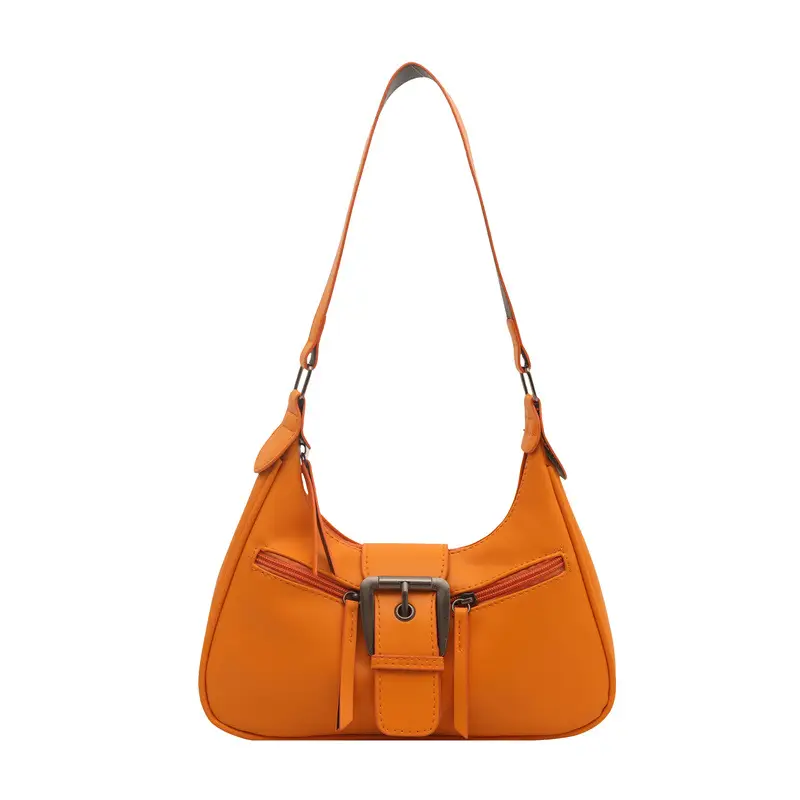 Women's Orange Crossbody Bag with Metal Clasp