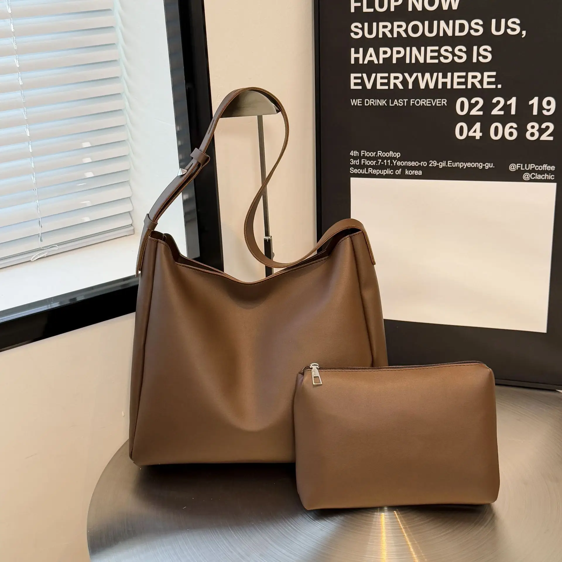2025 Retro Brown Tote Bag for Women Large Capacity