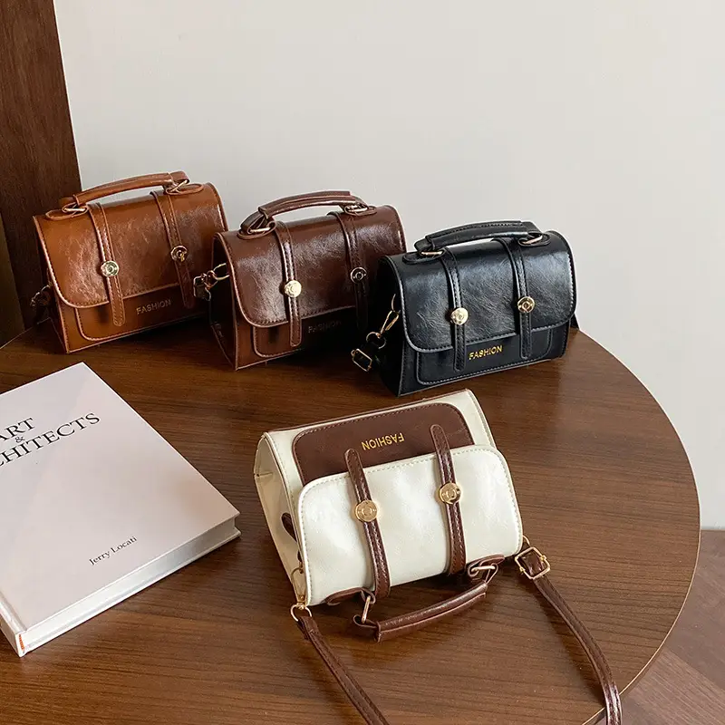2025 Crossbody Bag Women Brown Black White Leather - Image 5