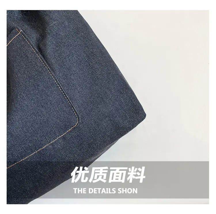 Denim Plaid Shoulder Bag for College Students — feature 7