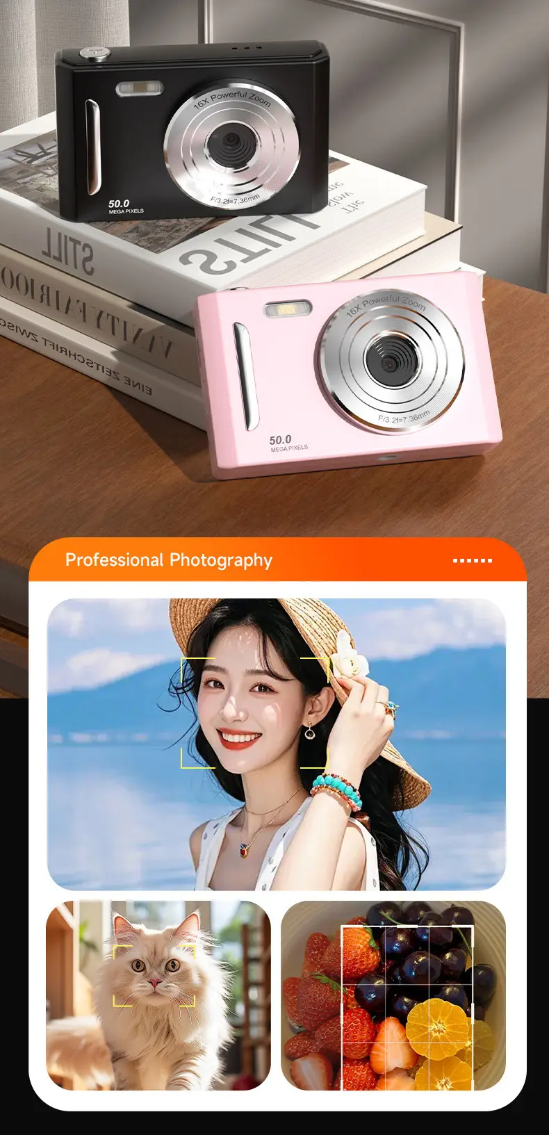 Student camera CCD campus digital camera HD front and back double camera retro card travel photo video camera — feature 7