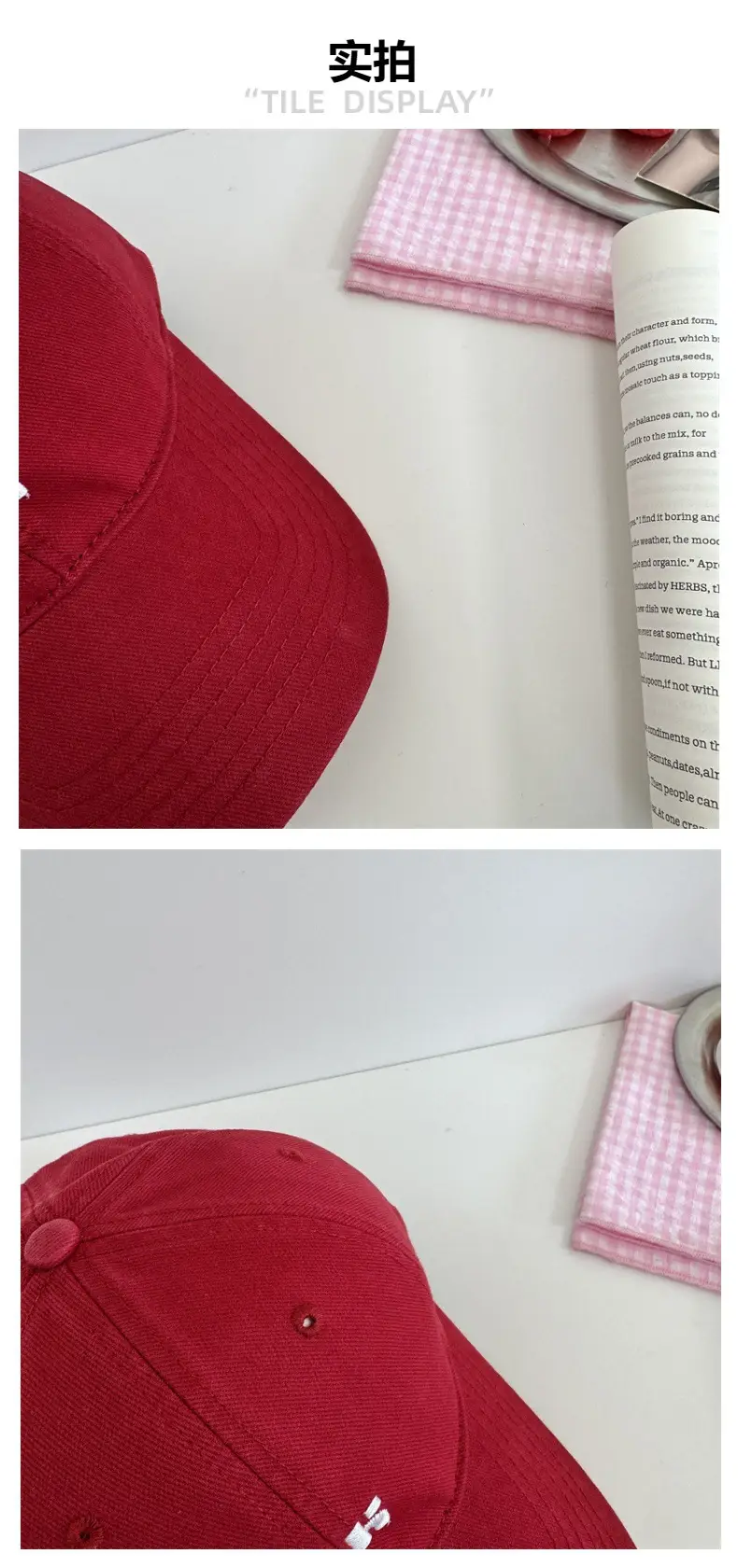 Women's AFH Embroidered Baseball Caps Red Brown Grey — feature 4