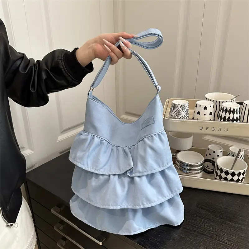 Women's Pleated New Tote Bag Korean Style Beige - Image 7